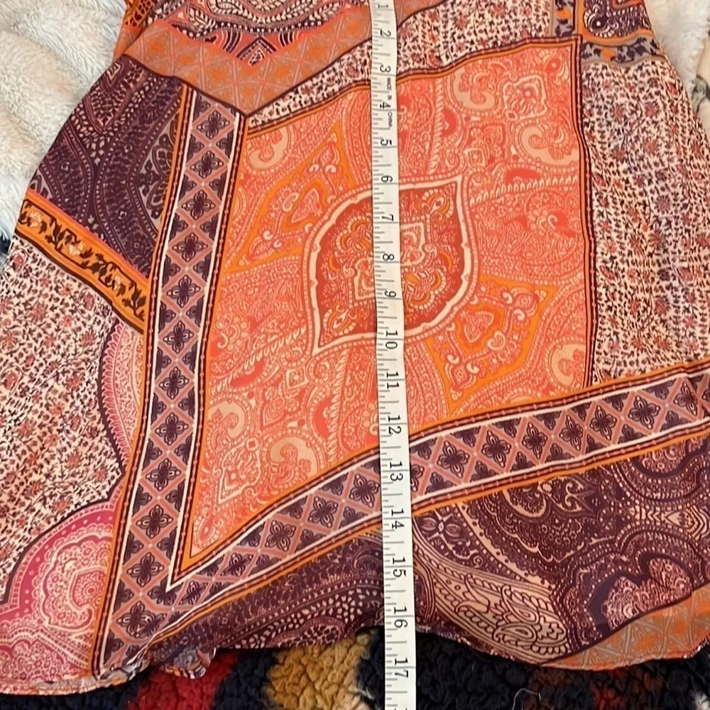 Divine Heritage Orchid Paisley Neck Tie Mini Dress SMALL Patchwork Boho Bin 4 - Picture 12 of 13